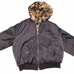AE REVERSIBLE FAUX FUR ZIP UP JACKET